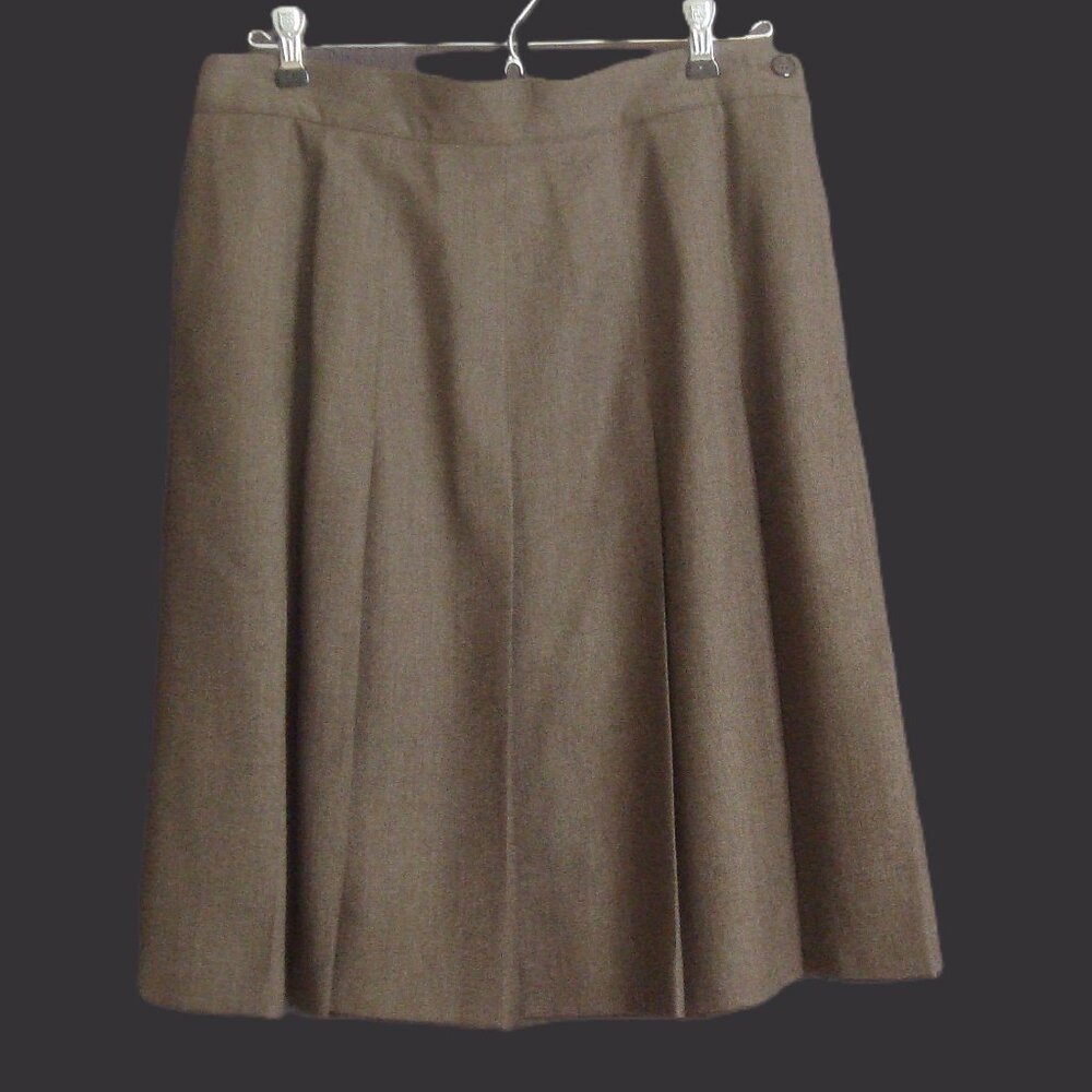 Vintage 90s Pleated Wool Skirt Cool Brown Heather